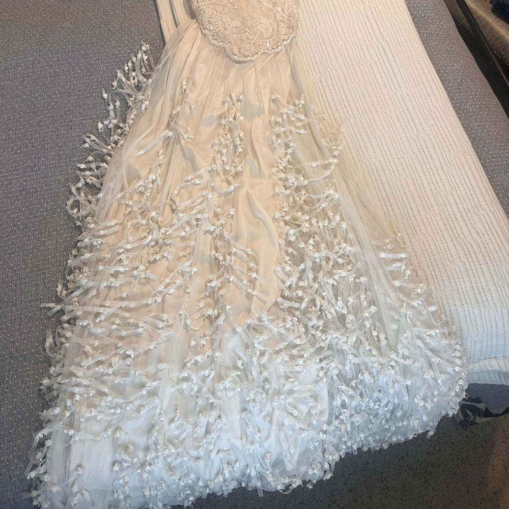 Vintage couture Claire Pettibone wedding dress French silk and beads - Picture 12 of 16